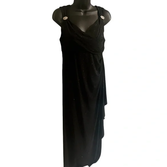 Beautiful 😍R&M Richards Empire Waist Black Sleeveless Sparkle Maxi Dress size 8 - Picture 3 of 15